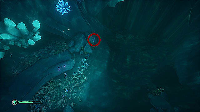 Un levier sous l'eau au fond d'une grotte près du corail.
