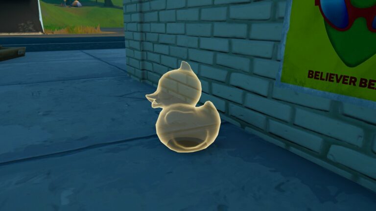 A Rubber Duck hologram in Fortnite.