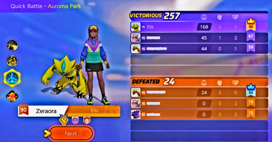 Capture d'écran du gameplay de Pokémon Unite