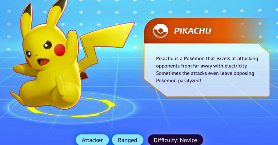 Capture d'écran des personnages de Pokémon Unite