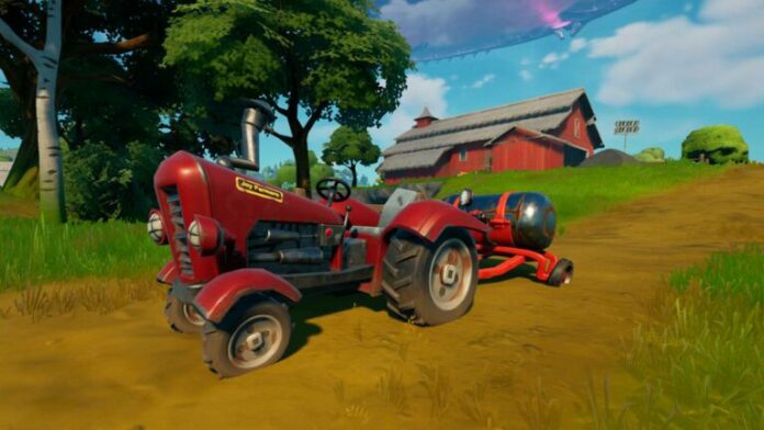 A tractor in Fortnite