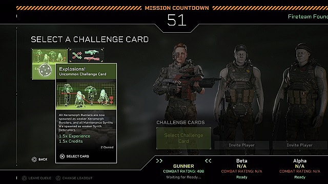 L'écran de la file d'attente de la campagne avec les Explosions !  carte de défi en surbrillance.