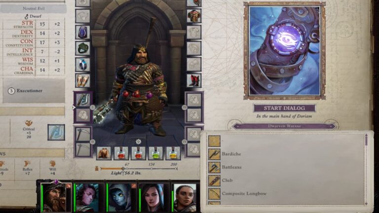 Comment équiper Finnean l'arme parlante dans Pathfinder : Wrath of the Righteous ?