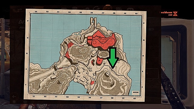 Une carte de la baie de Karl montrant l'emplacement du bunker de Fia.