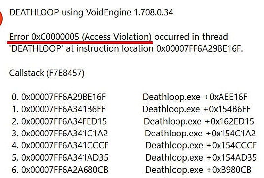 Erreur Deathloop 0xC0000005 Correction d'une violation d'accès
