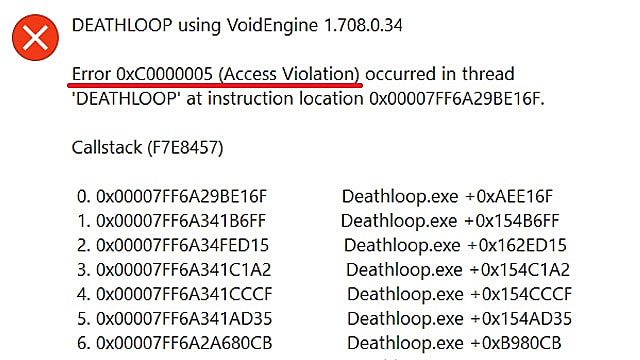Erreur Deathloop 0xC0000005 Correction d'une violation d'accès
