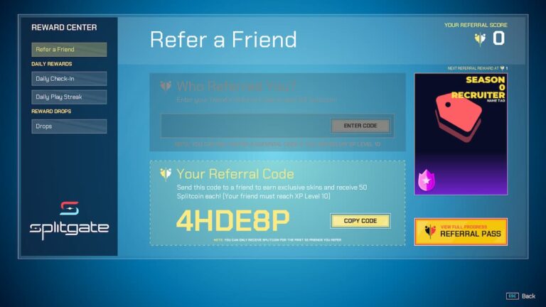 Que sont et comment utiliser les codes de parrainage dans Splitgate