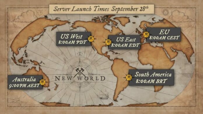 Toutes les heures de lancement du serveur New World pour chaque région
