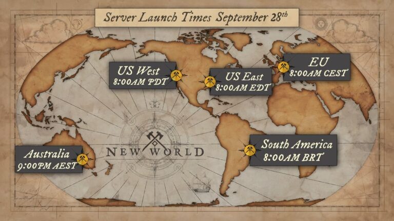 Toutes les heures de lancement du serveur New World pour chaque région