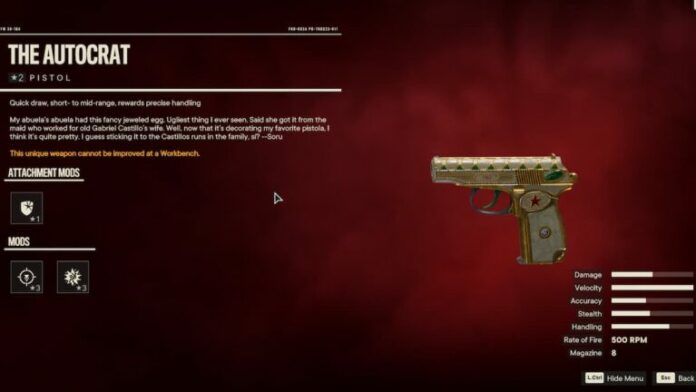 Où trouver le pistolet unique The Autocrat dans Far Cry 6 ?
