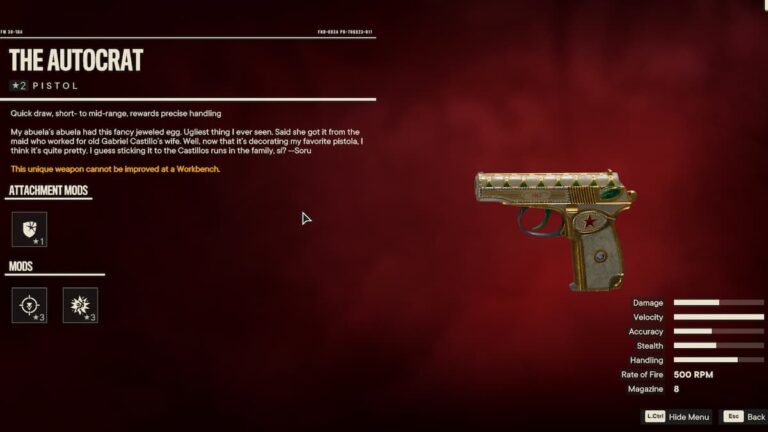 Où trouver le pistolet unique The Autocrat dans Far Cry 6 ?