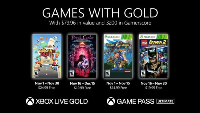 Xbox Games with Gold dévoilé pour novembre
