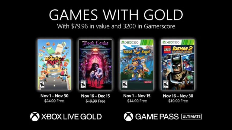 Xbox Games with Gold dévoilé pour novembre