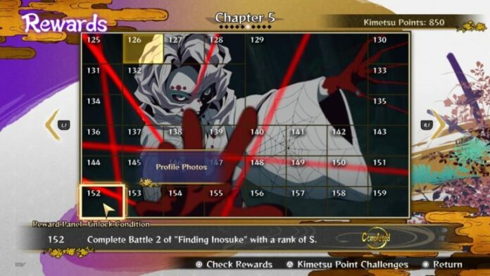 Demon Slayer: Hinokami Chronicles Chapitre 5 Guide du panneau de récompense
