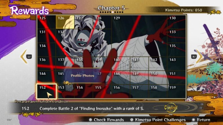 Demon Slayer: Hinokami Chronicles Chapitre 5 Guide du panneau de récompense