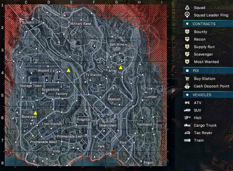 tous les emplacements des bunkers de la saison 6 de la zone de guerre sur la carte