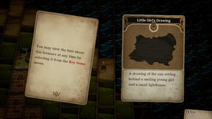Où est l'emplacement sur le dessin de la petite fille dans Voice of Cards : The Isle Dragon Roars ?
