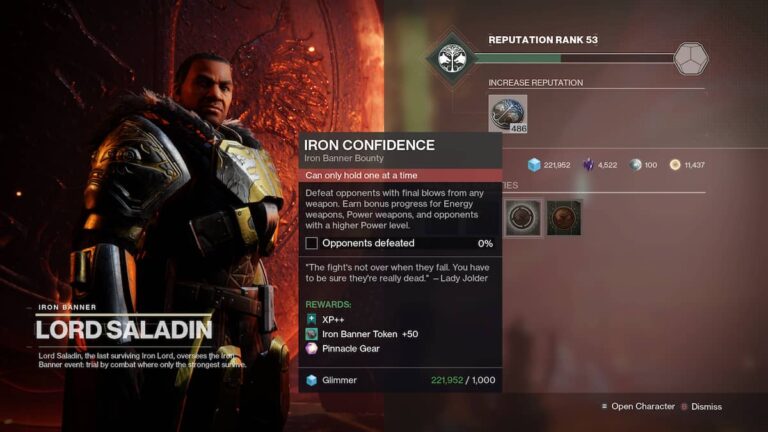 Comment compléter rapidement la prime Iron Confidence dans Destiny 2