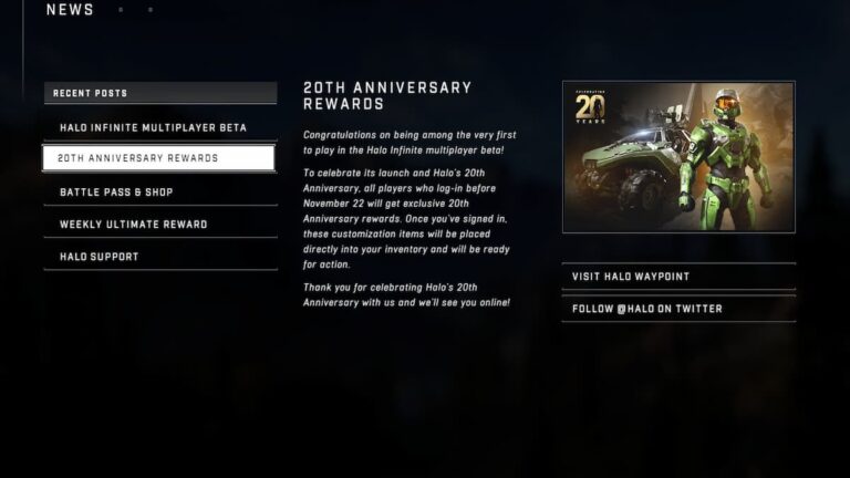 Comment débloquer les objets du 20e anniversaire dans Halo Infinite