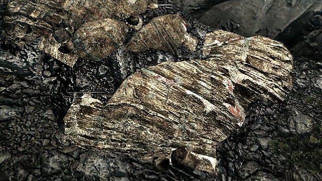 A quoi ressemble le minerai de fer dans Skyrim.