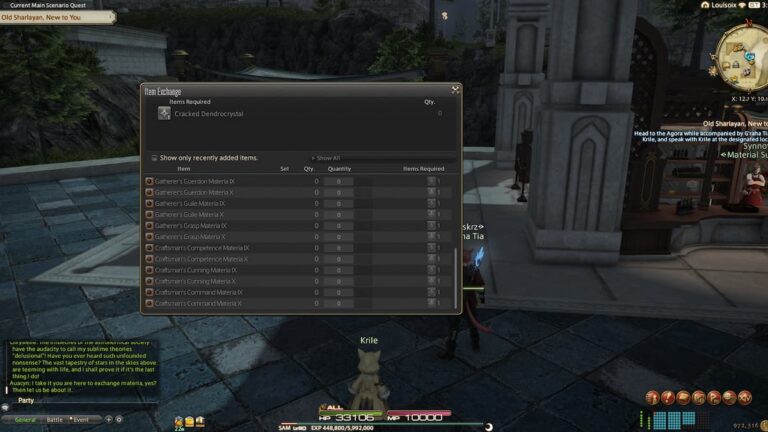 Nouvelles notes de Materia dans Final Fantasy XIV Endwalker