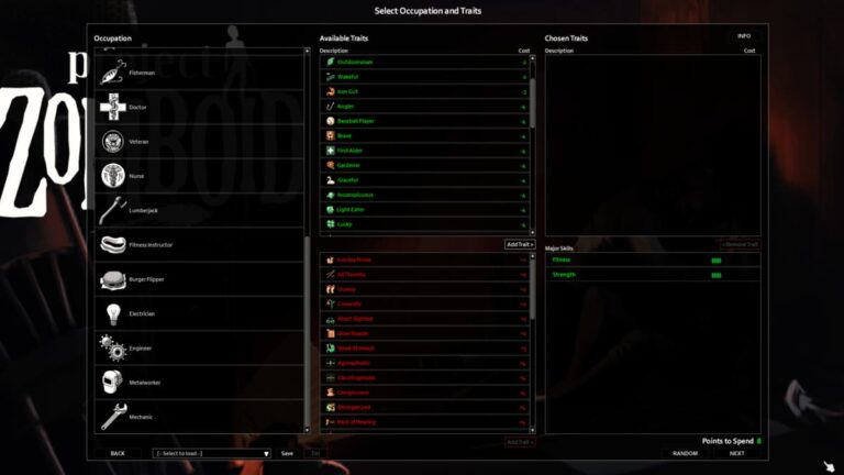 Meilleurs traits positifs dans Project Zomboid Build 41