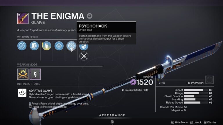 Comment fonctionne le trait Psychohack Origin dans The Witch Queen de Destiny 2 ?