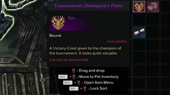 Que dois-je faire avec la plaque du champion du tournoi ?
