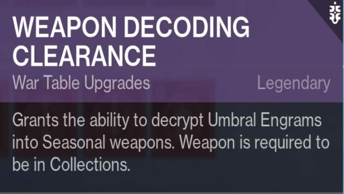 Comment débloquer le décodage d'armes dans Destiny 2
