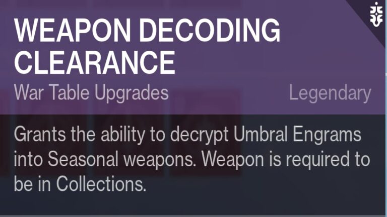 Comment débloquer le décodage d'armes dans Destiny 2