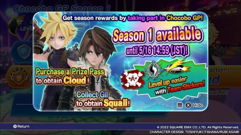 Pouvez-vous obtenir Cloud après le prix de la saison 1 dans Chocobo GP ?