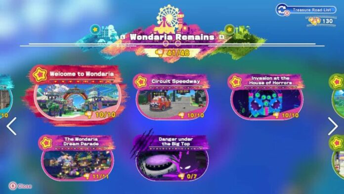 Toutes les missions d'étape pour Wondaria Remains à Kirby and the Forgotten Land
