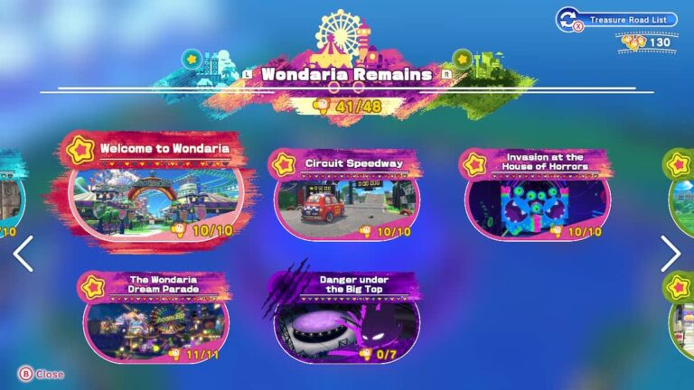 Toutes les missions d'étape pour Wondaria Remains à Kirby and the Forgotten Land