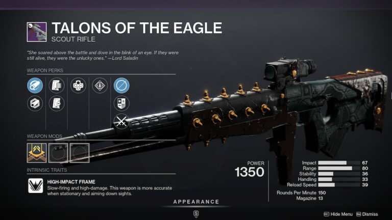 Comment obtenir les serres de l'aigle dans Destiny 2