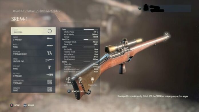 Meilleur chargement de fusil de sniper dans Sniper Elite 5
