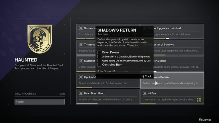 Destiny 2: Comment obtenir le triomphe du retour de l'ombre