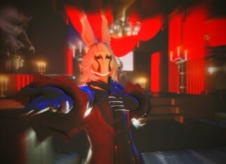 Male Viera dancing in a mask