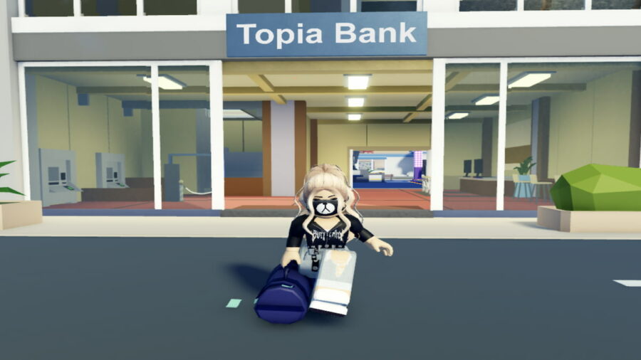 Un avatar Roblox braque la banque Livetopia
