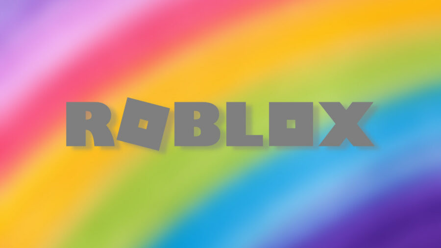 Logo Roblox sur fond arc-en-ciel pour le mois de la fierté