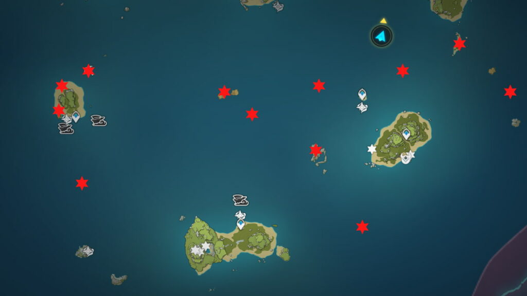 Emplacements Genshin Impact Minacious Isle et Pudding Isle Chest