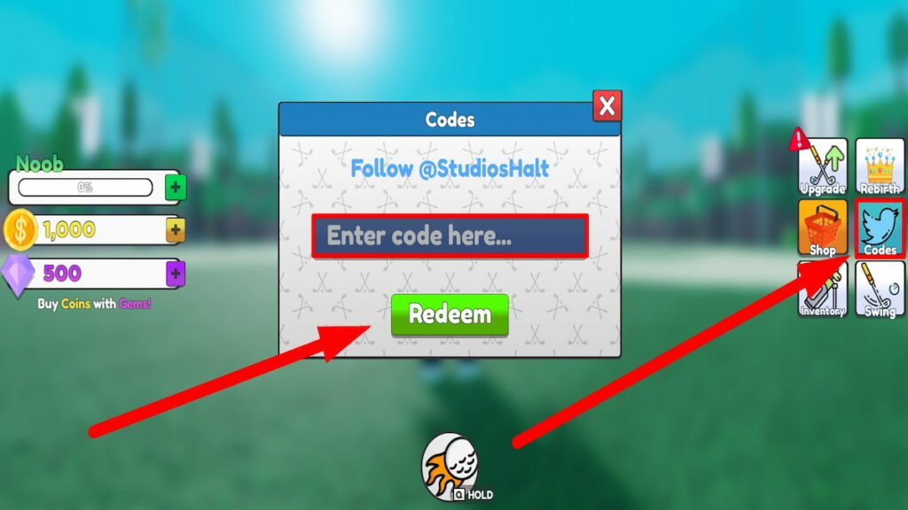 Utiliser la zone de texte du code pour Golf Simulator
