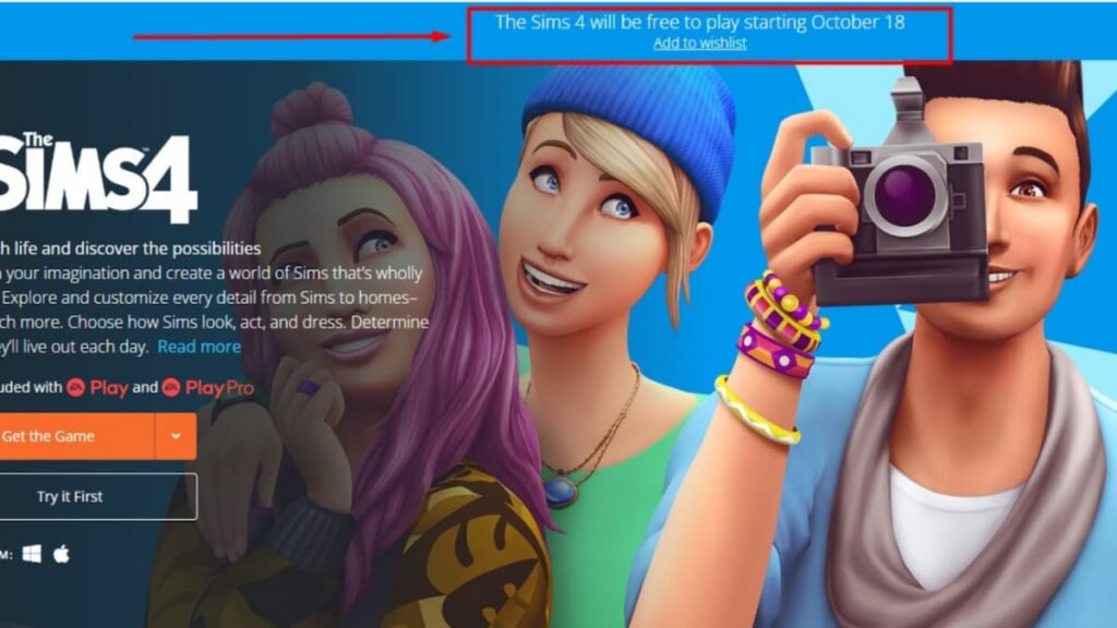 Sims 4 gratuit à jouer