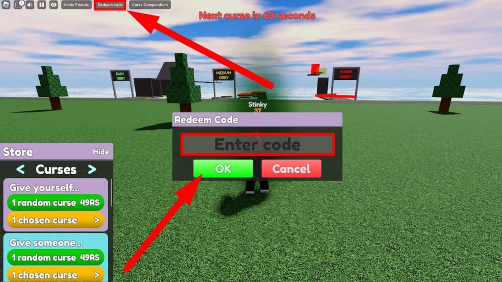 Utiliser la zone de texte du code pour Roblox Curse Randomizer
