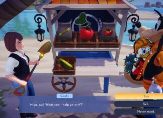 Purchase tomato seeds at Goofy's Stall on Dazzle Beach in Disney Dreamlight Valley