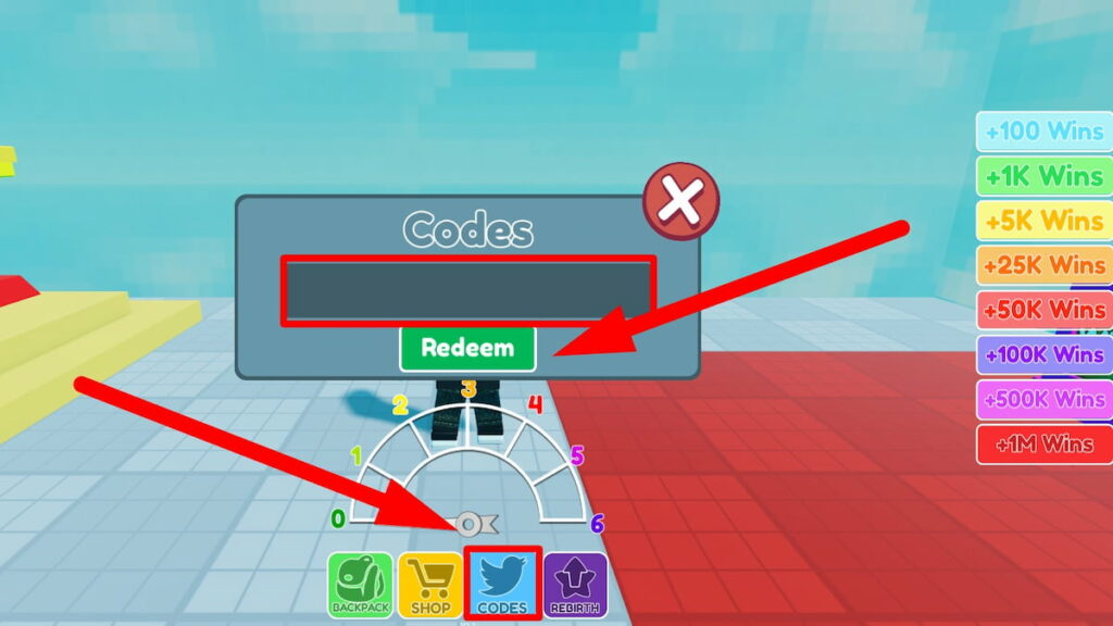 Utiliser la zone de texte du code pour Roblox Skydive Race Clicker