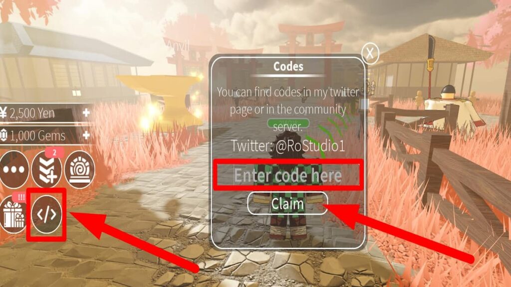 Utiliser la zone de texte du code pour Roblox Anime Champions