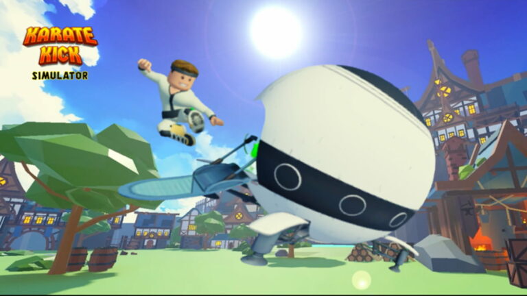 Karate Kick Simulator character kicking a space ship