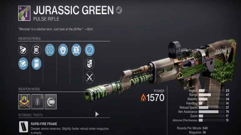 Destiny 2 – Jurassic Green God Roll, meilleurs avantages (PvP et PvE)