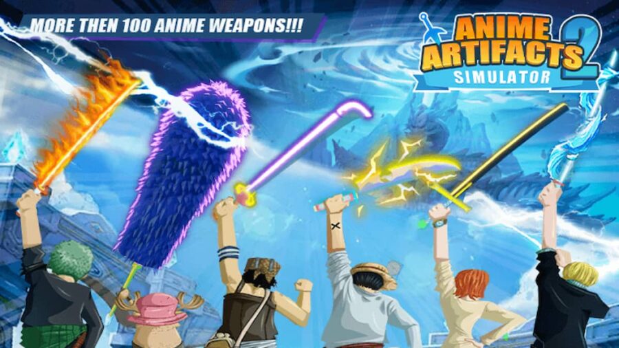 Personnages levant la main en signe de victoire dans Roblox Anime Artifacts Simulator 2
