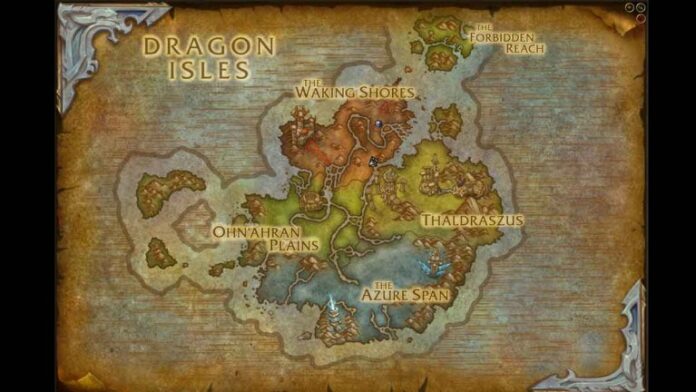 Toutes les zones Dragon Isles dans WoW Dragonflight
